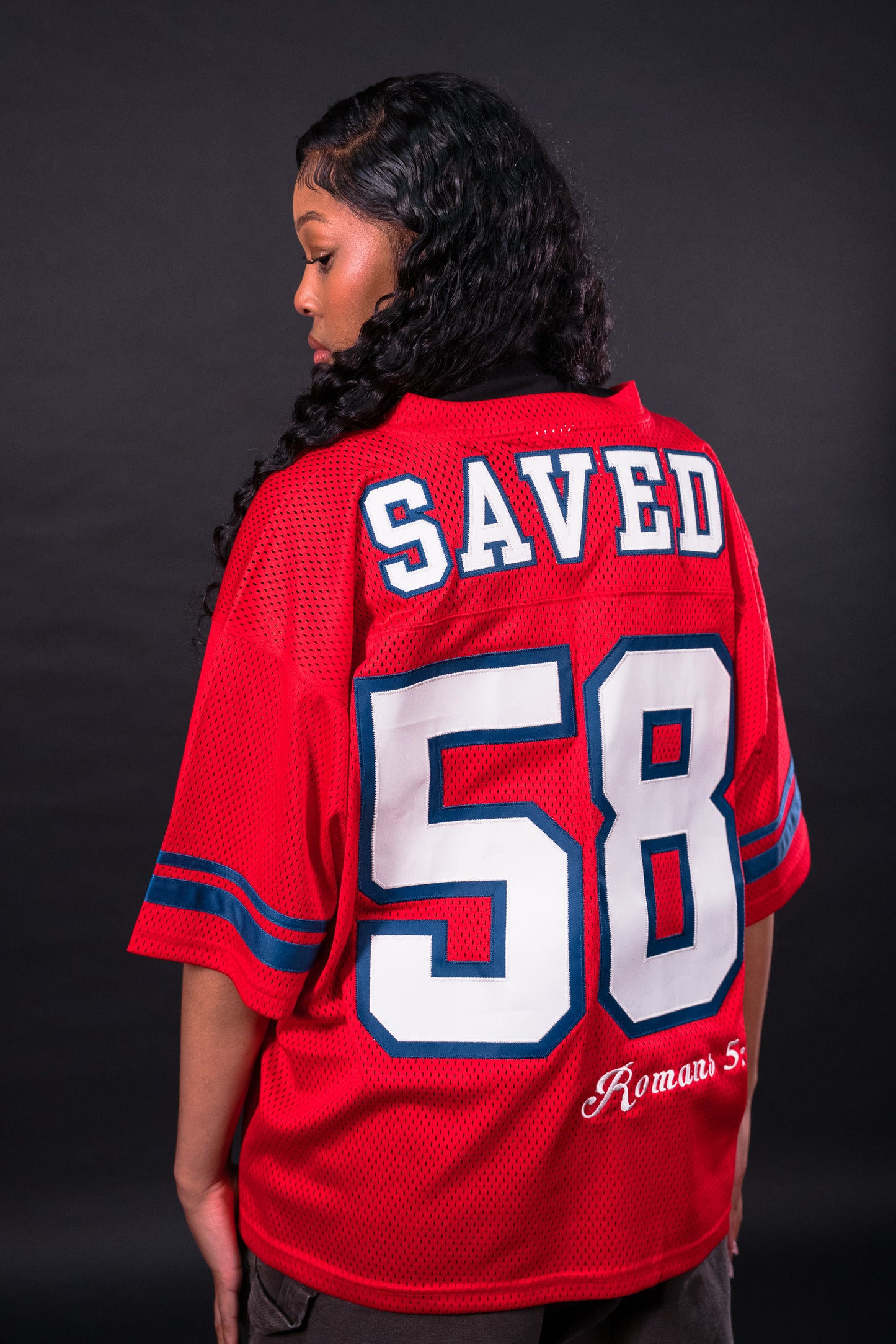 'Crimson' Romans 5:8 Jersey