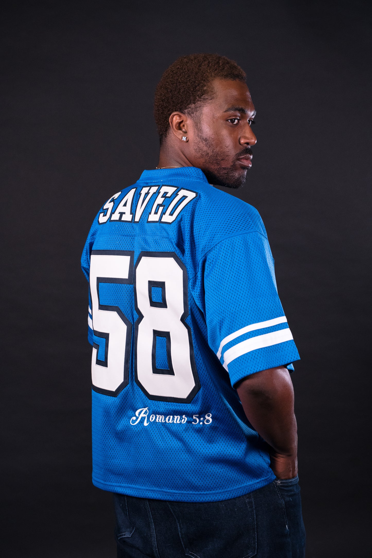 'Sapphire' Romans 5:8 jersey